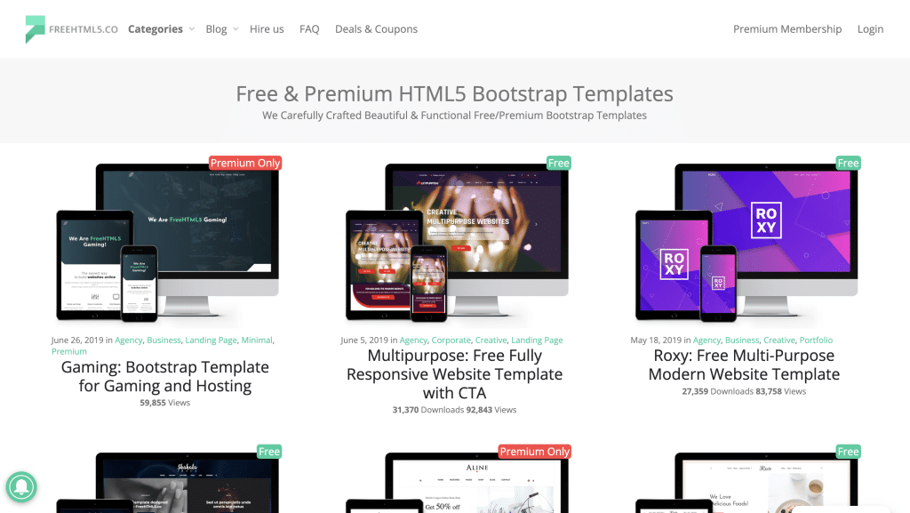 FreeHTML5.co-Free Sites to Download Stunning Web Templates